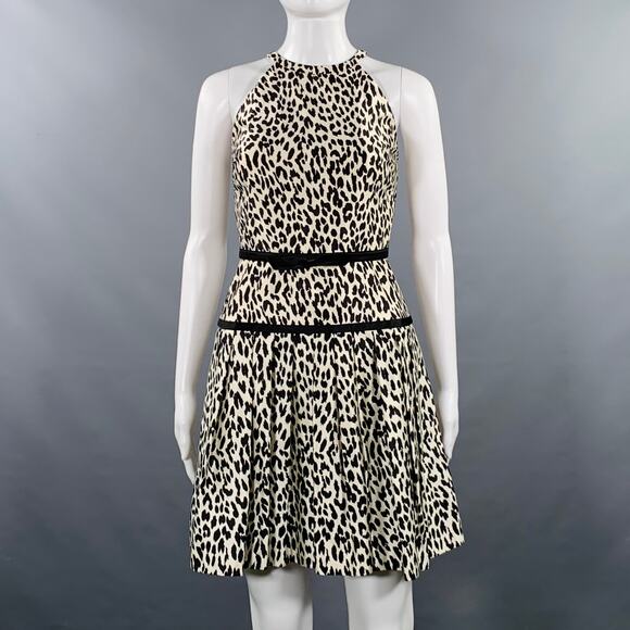 VALENTINO Size S White Black Animal Print Halter Cocktail Dress - Picture 1 of 5